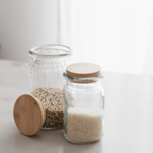 Hammered Glass Storage Jar with Bamboo Lid