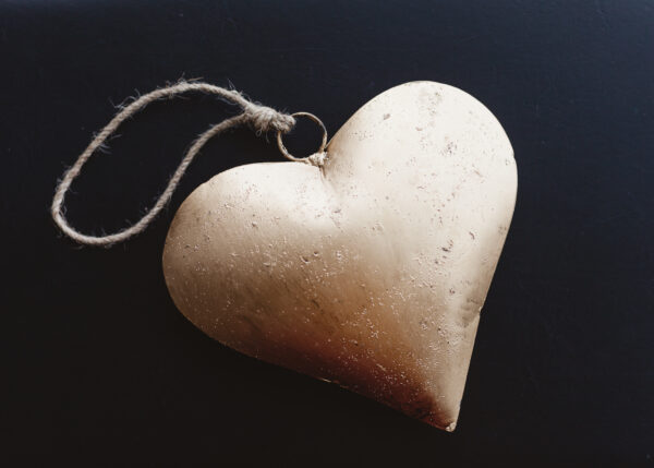 Antiqued golden heart ornament